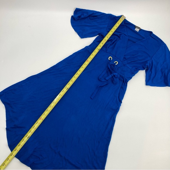 VENUS Royal Blue V Neck Wrap Dress - Size Small - Picture 3 of 10